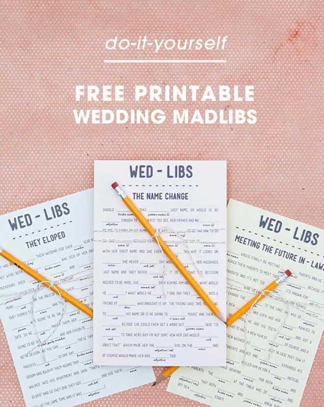 Print Our Funny Wedding Mad-libs For FREE, 12 Themes!