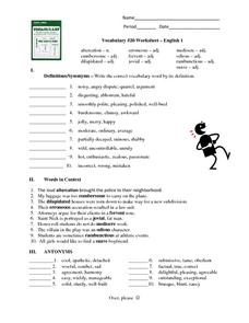 english 1 worksheet 9th grade