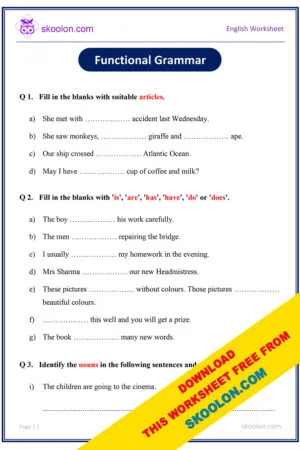 Grammar worksheet for Grade 4 Archives - skoolon.com