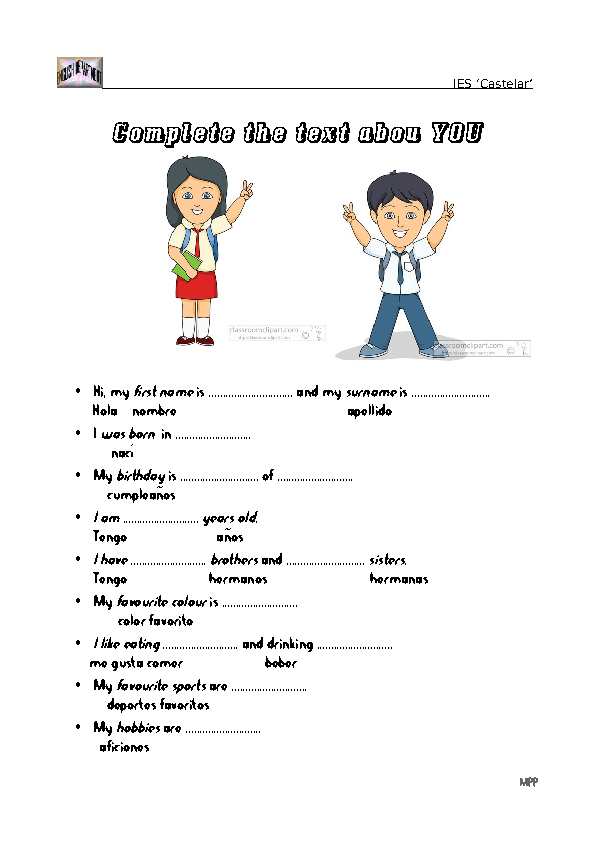 english for spanish speakers worksheet
