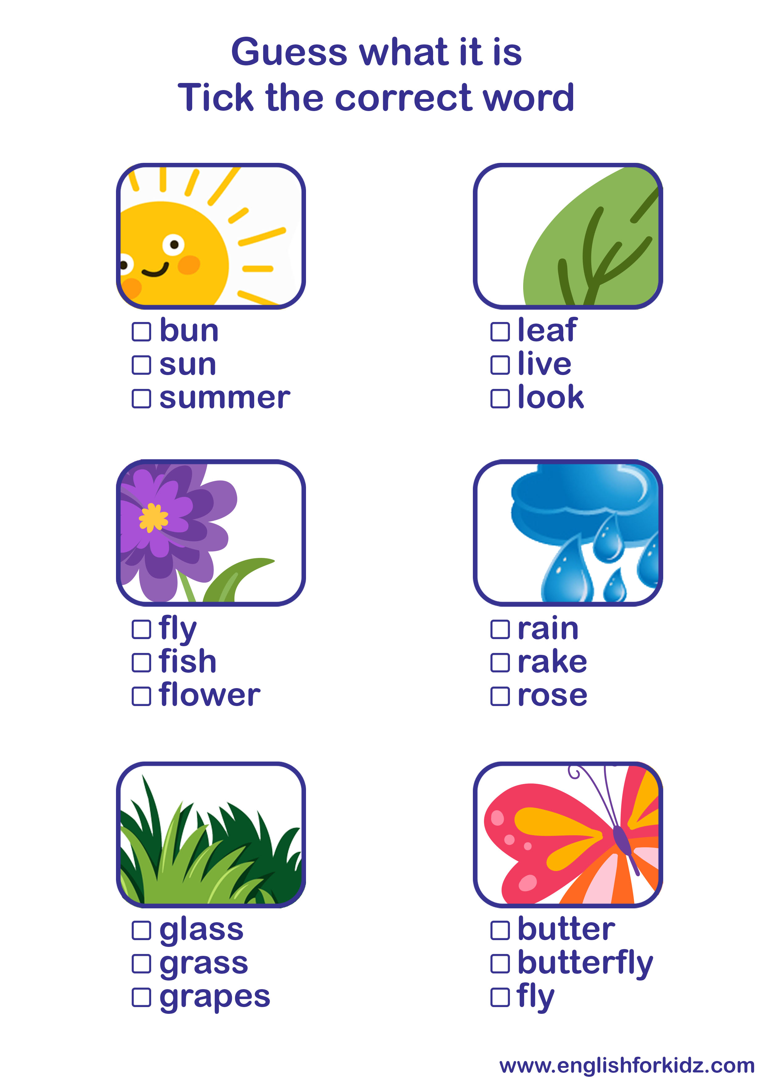 English for Kids Step by Step: Spring Vocabulary Worksheets