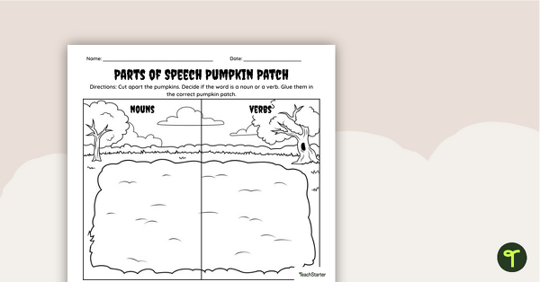 Parts of Speech Worksheet - Halloween Nouns and Verbs | Teach Starter