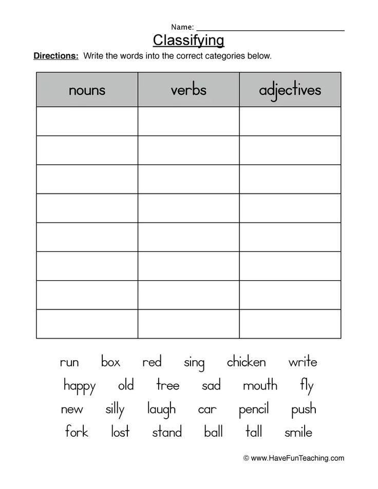 english nouns and verbs worksheet