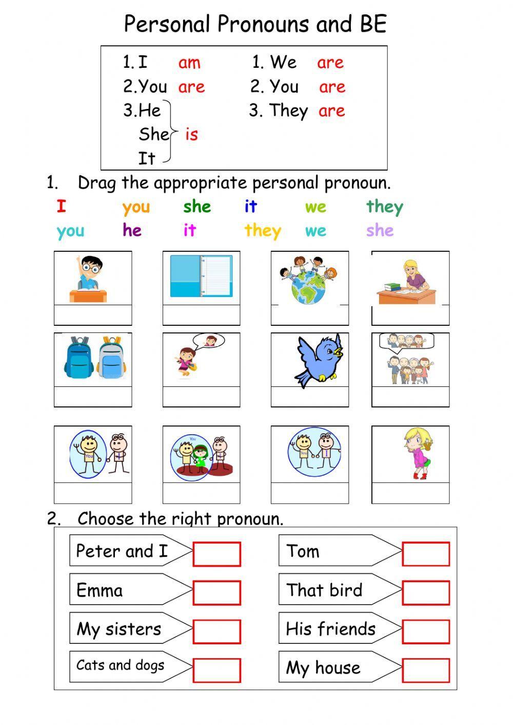 english pronoun worksheet