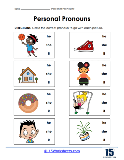 english pronoun worksheet
