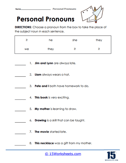 english pronoun worksheet