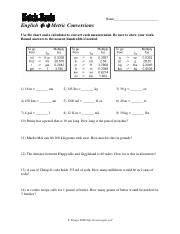 english to metric conversion worksheet