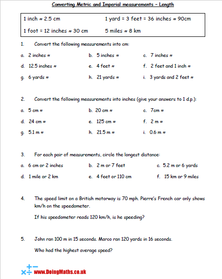 english to metric conversions worksheet