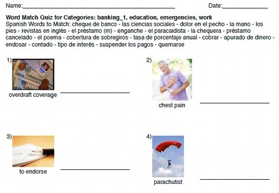 english to spanish worksheet