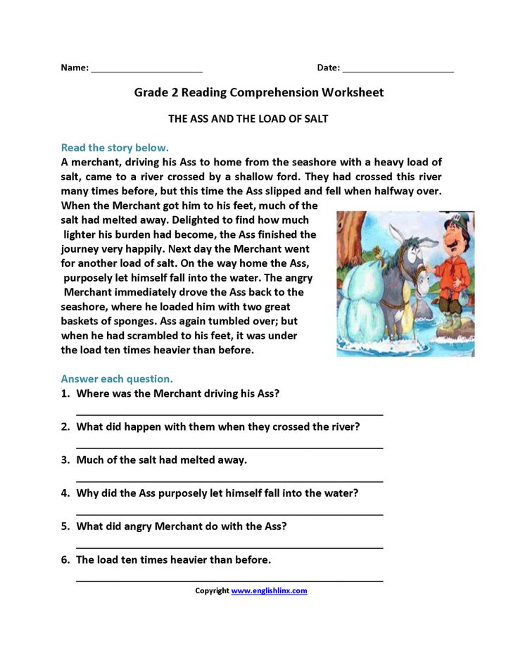 English Worksheets For Grade 2 Comprehension