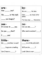 English worksheets: First Grade Vocab. Flash Cards