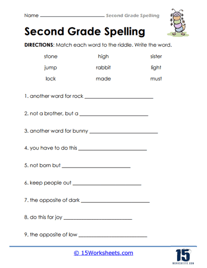 english worksheet for 2nd grade