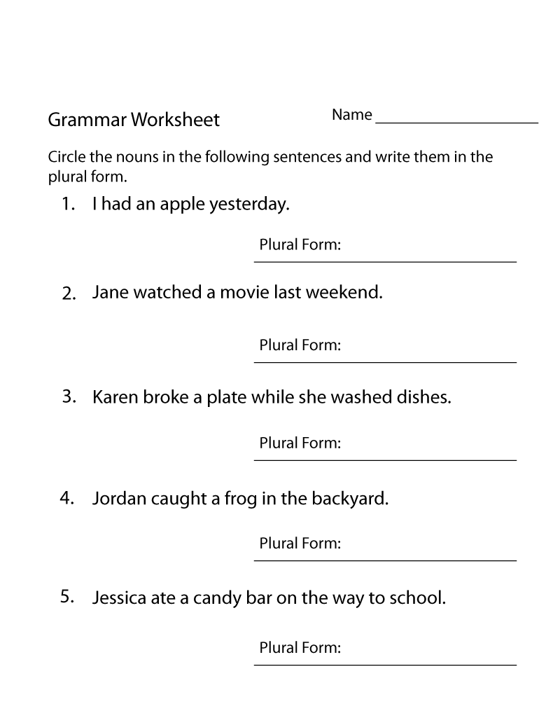 english worksheet for 4th graders
