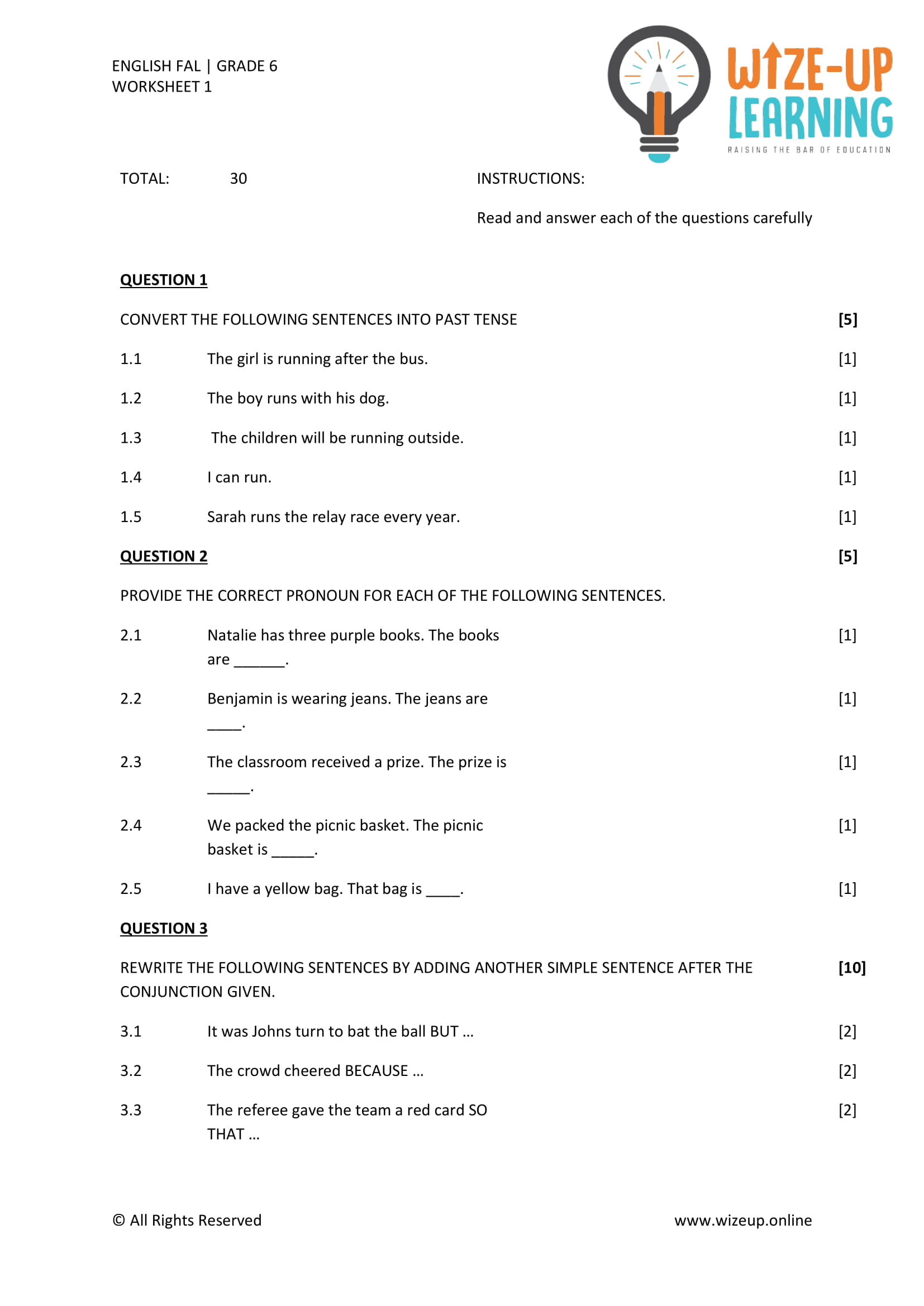 english worksheet for 6th grade