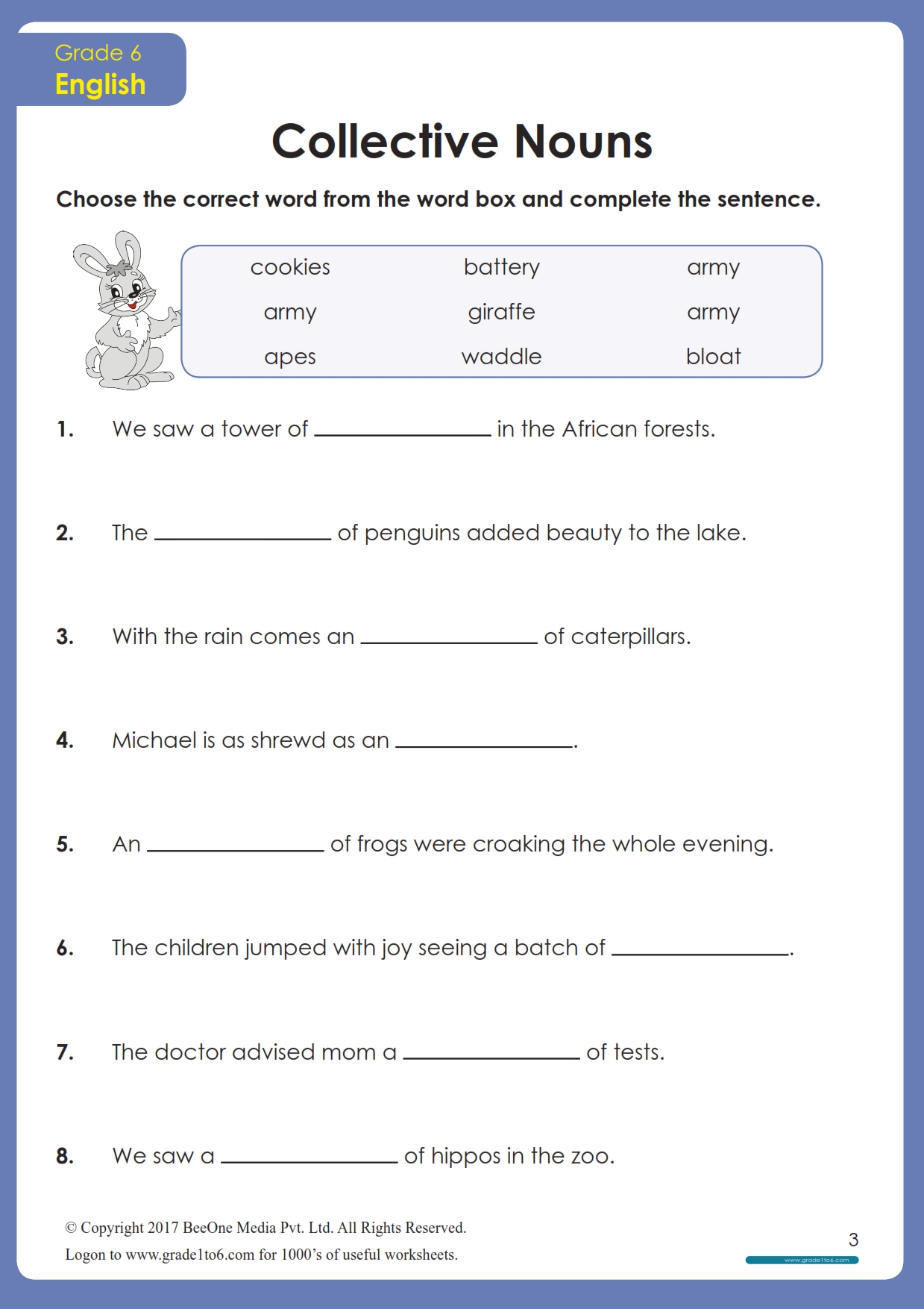 english worksheet for 6th graders