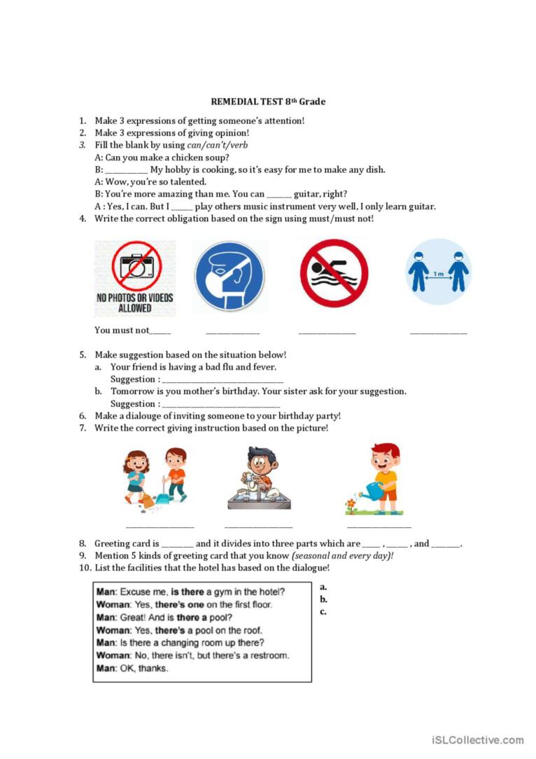 english worksheet for 8th grade