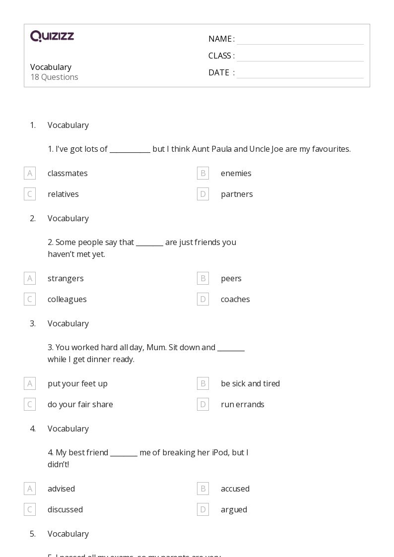 50+ Grammar worksheets for 8th Class on Quizizz | Free &  Printable
