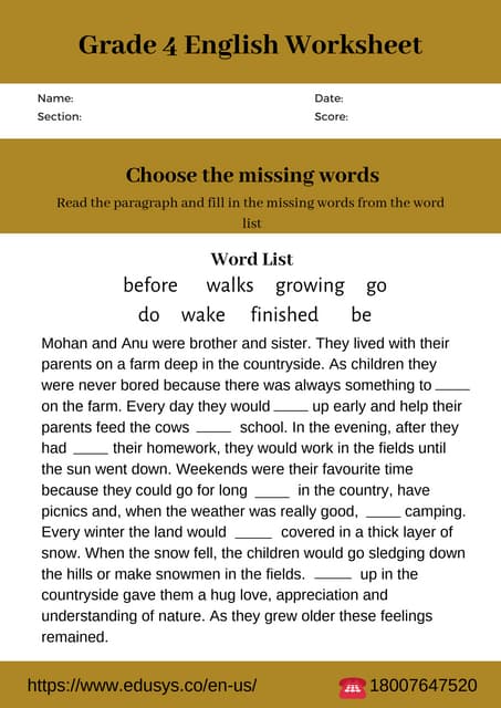 4th grade english worksheet free pdf printable | PDF
