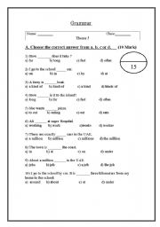 English worksheets: Grammar exam for grade 7