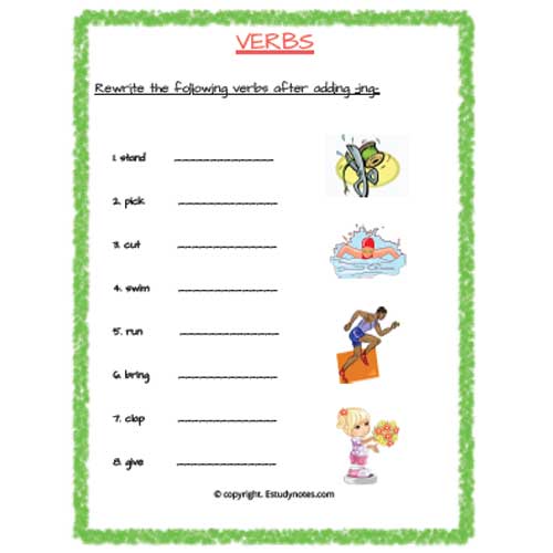 English Ing Verbs Worksheet 7 Grade 2