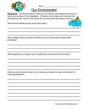 Our Environment Worksheet  