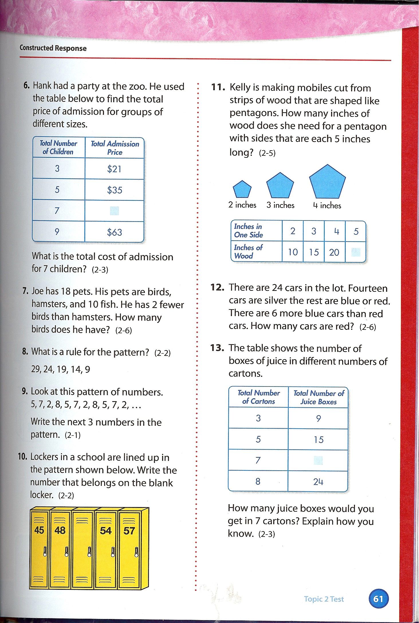 Envision Math Grade 4 Topic 2 Test Page 2