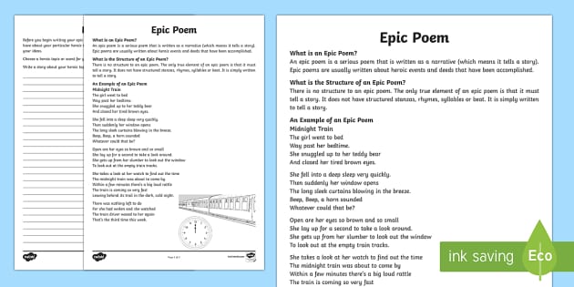 Epic Poem Writing Template-Australia (teacher made) - Twinkl