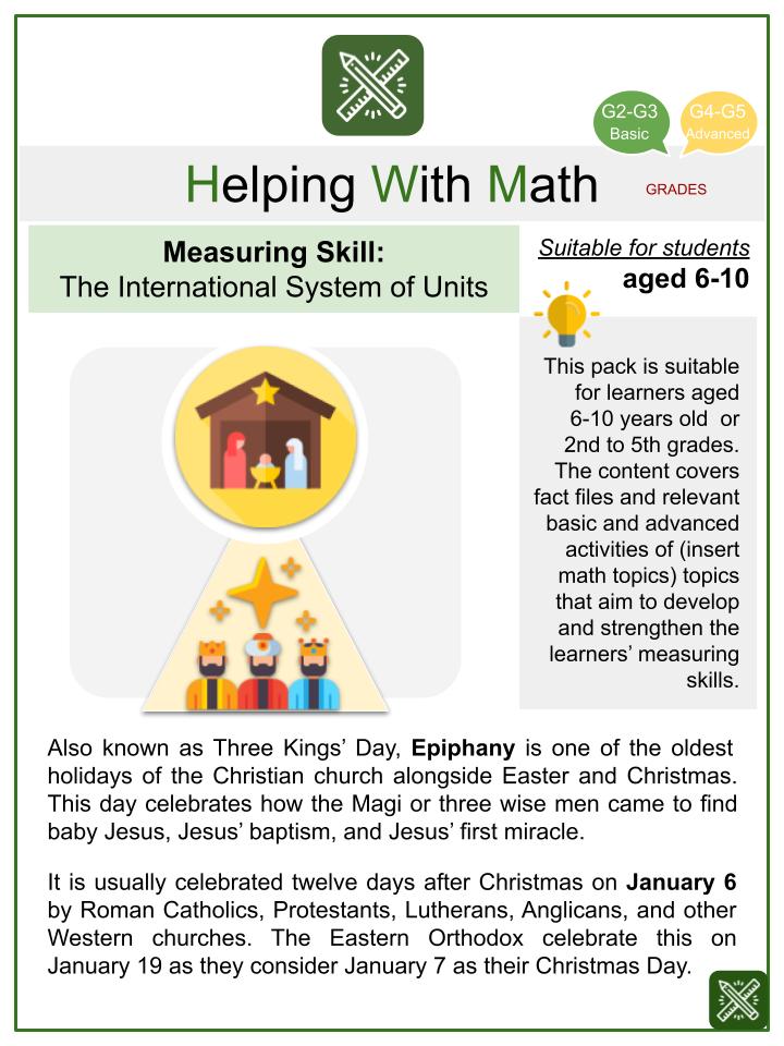 The International System of Units Epiphany Themed Math Worksheets
