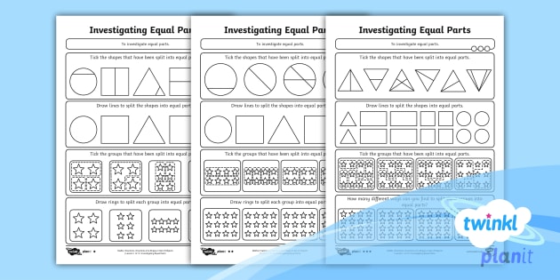 equal and unequal parts worksheet