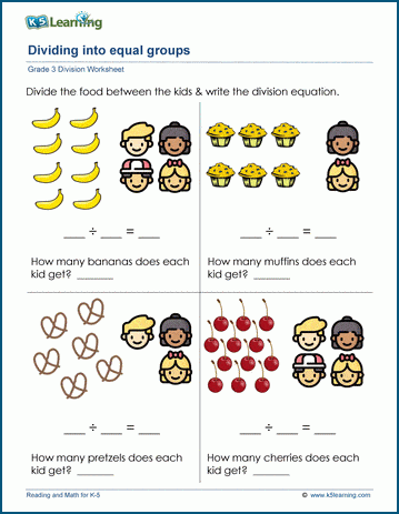 Equal groups &  division | Worsheets library