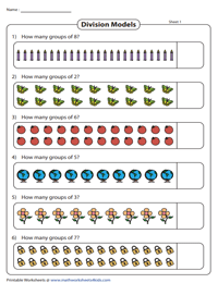 Division by Grouping Worksheets | Divide using Equal Groups