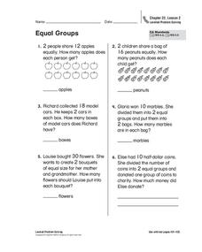 Equal Groups Worksheet for 2nd - 3rd Grade | Lesson Planet