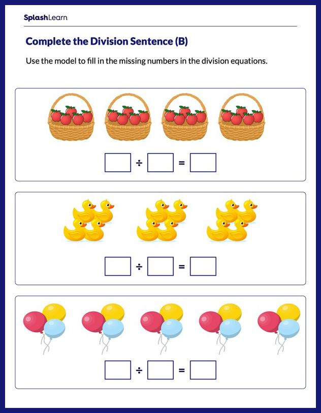 Division Sentence for Equal Groups - Math Worksheets - SplashLearn
