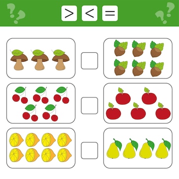 Premium Vector | Learning mathematics, numbers - choose more, less ...