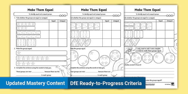 ? Equal or Not Equal Worksheets PlanIt Maths - Twinkl