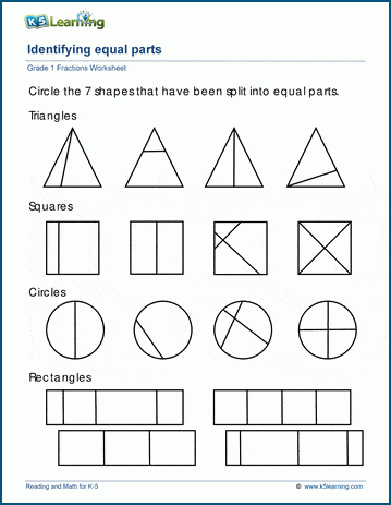 equal parts fraction worksheet