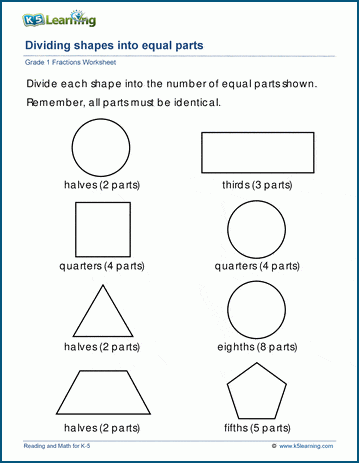 equal parts fraction worksheet