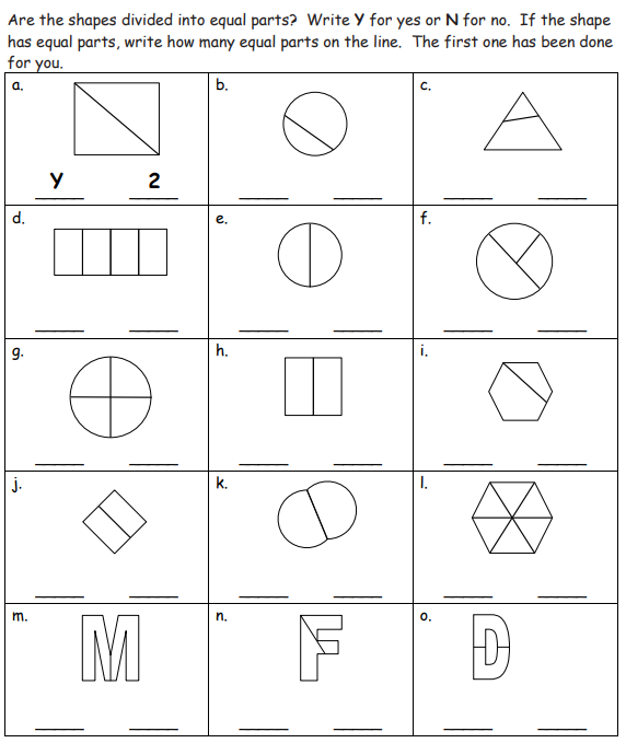 equal parts worksheet