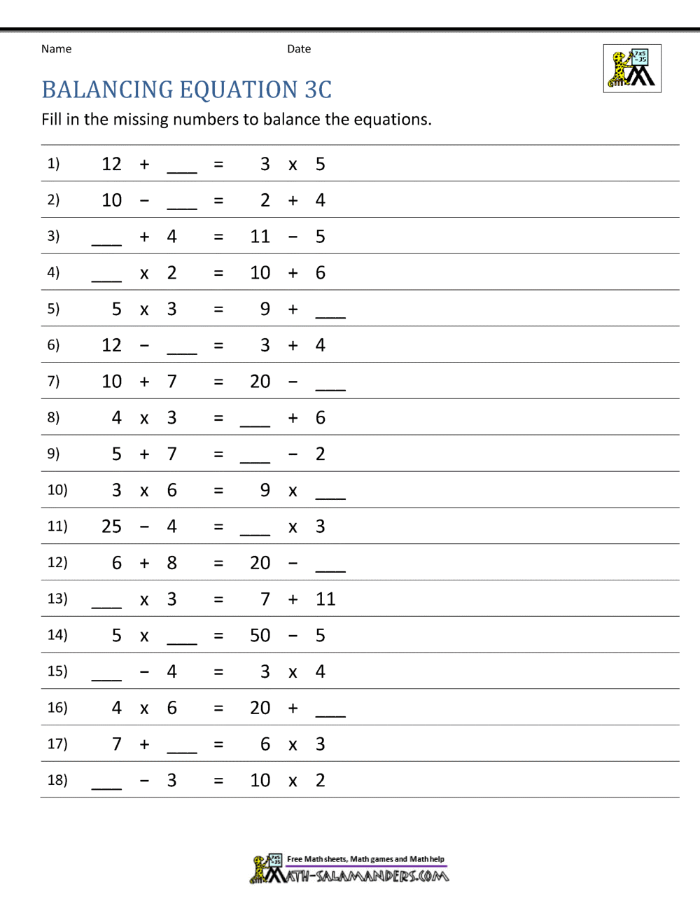 Balancing Math Equations