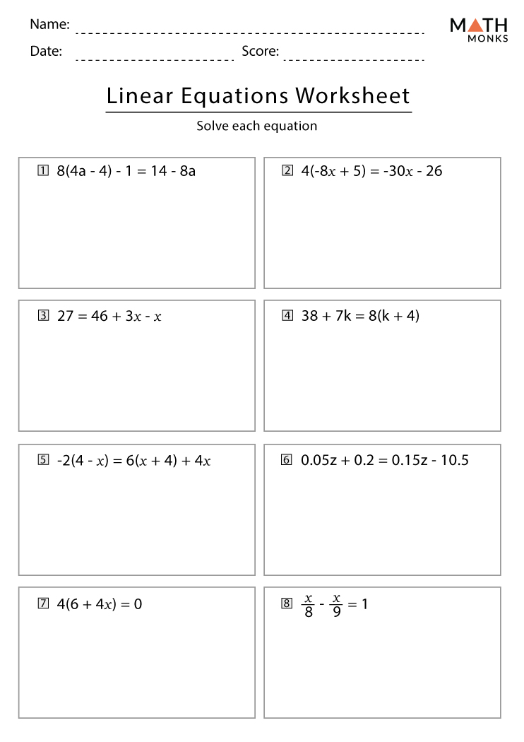Linear Equations Worksheets With Answer Key Worksheets Library