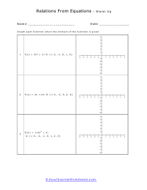 Relations and Functions Worksheets