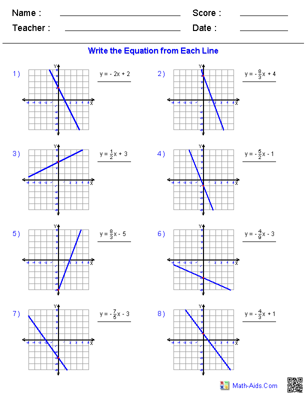 Pre-Algebra Worksheets | Linear Functions Worksheets