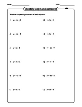 equations of a line worksheet