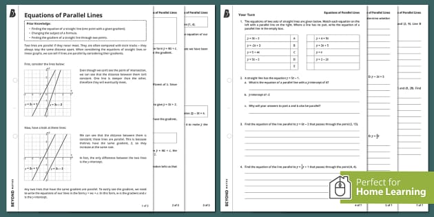 equations of lines worksheet answers