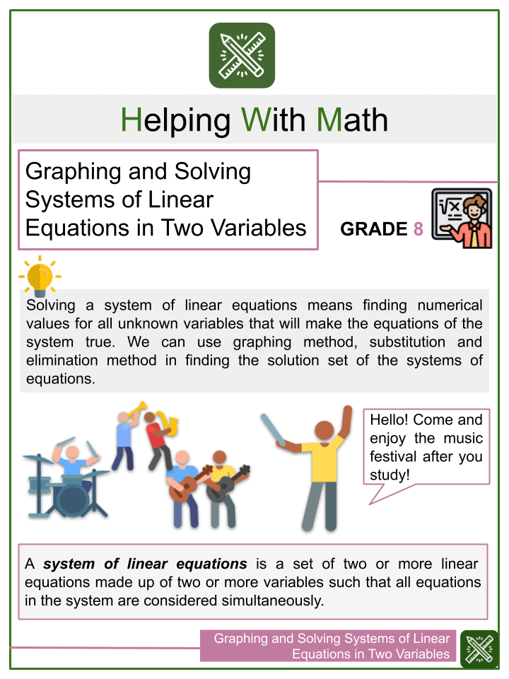Graphing &  Solving Systems of Linear Equations Worksheets
