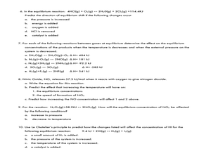 Chemical Equilibrium Worksheet #1 Worksheet for 11th - 12th Grade ...