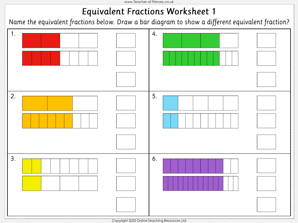 Equivalent Fractions - Worksheet | Math 2nd Grade