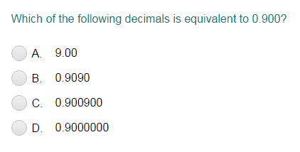 Equivalent Decimals | Turtle Diary Quiz