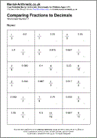 equivalent fractions and decimals worksheet