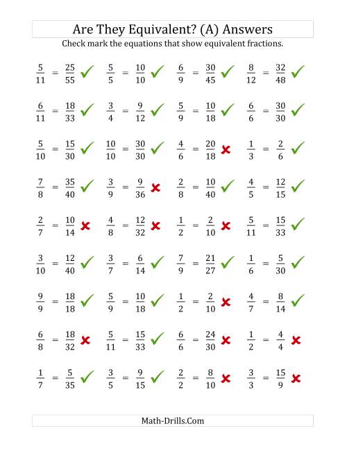 equivalent fractions answers worksheet